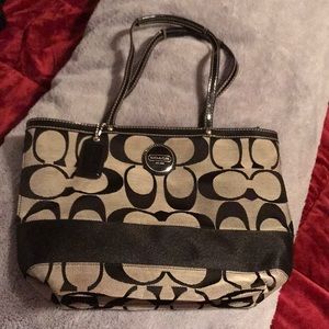 Black and gray Coach bag